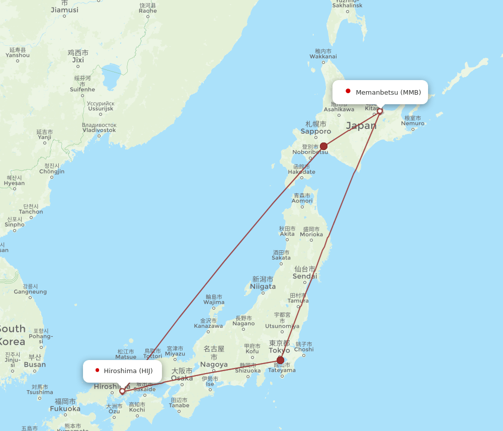 HIJ-MMB flight routes