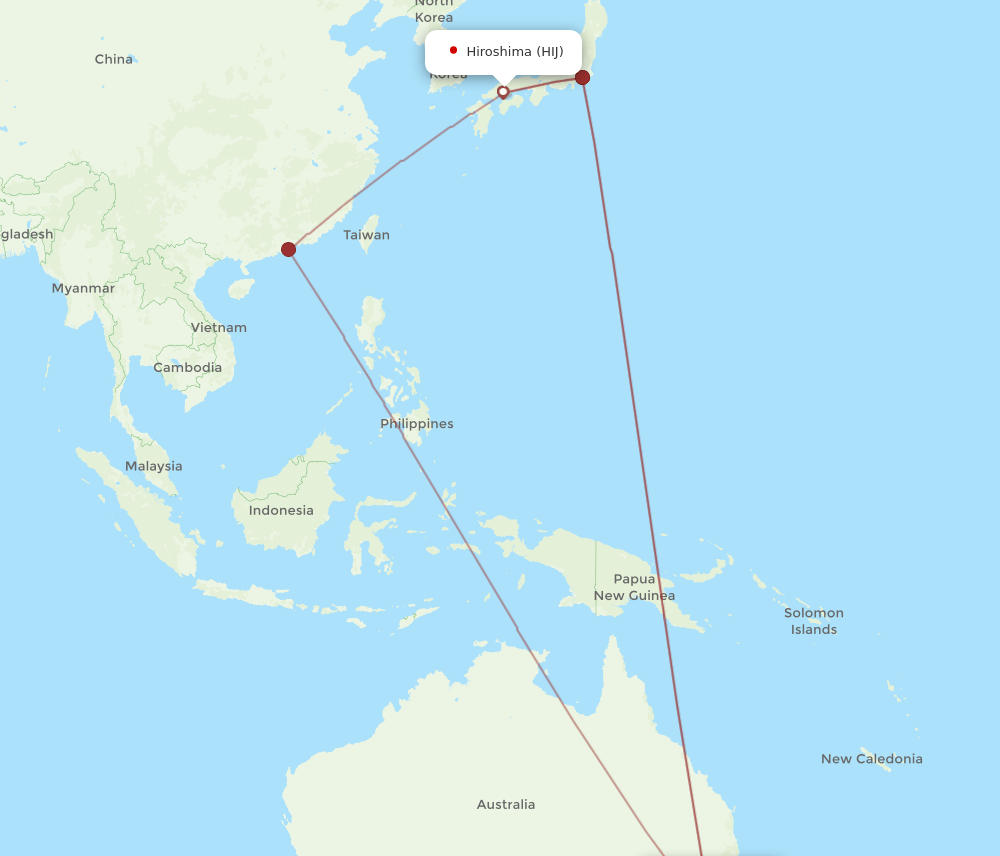 HIJ-SYD flight routes