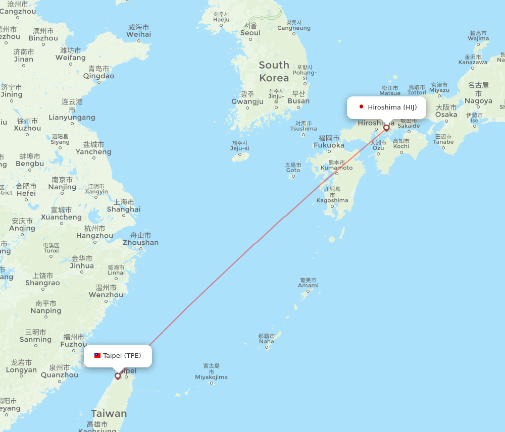 HIJ-TPE flight routes