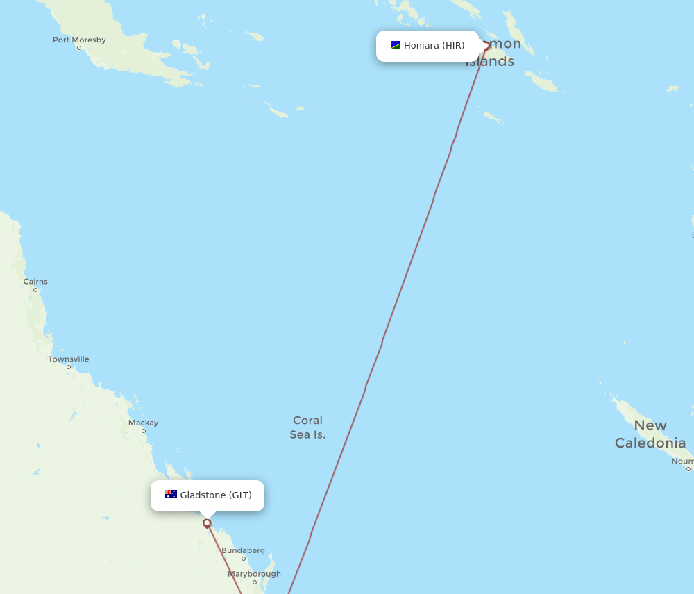 HIR to GLT flights and routes map