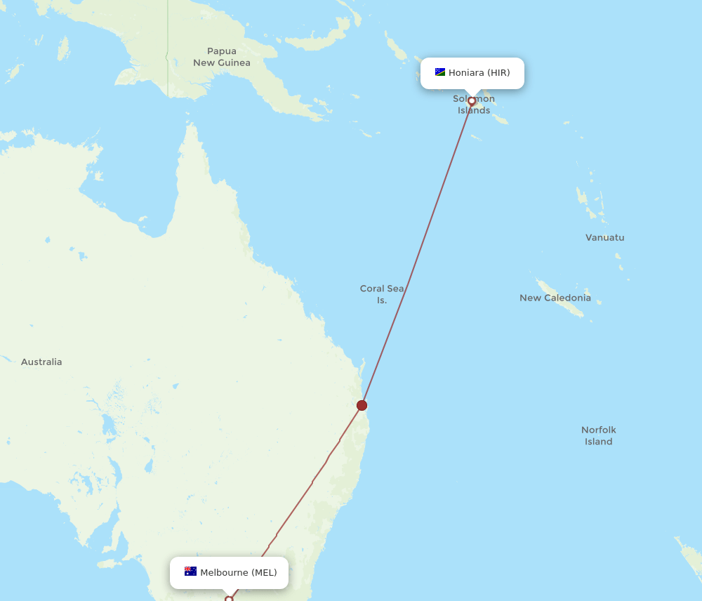 HIR-MEL flight routes