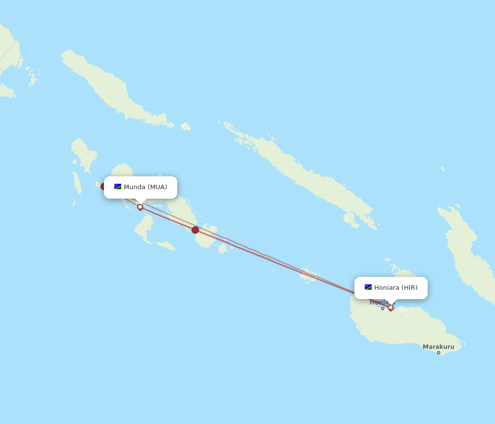 HIR-MUA flight routes