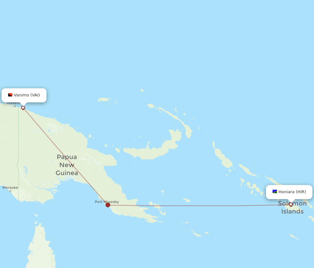 VAI to HIR flights and routes map