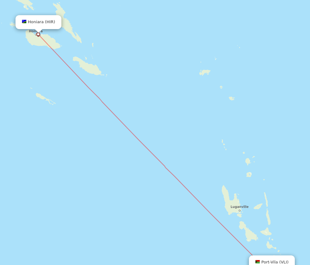 HIR to VLI flights and routes map