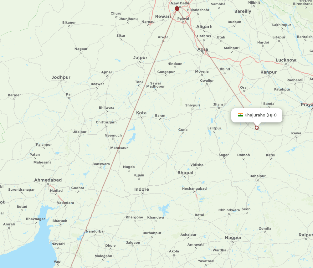 HJR-BOM flight routes
