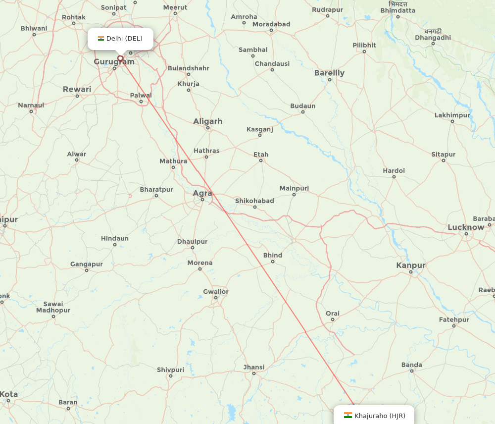 HJR-DEL flight routes