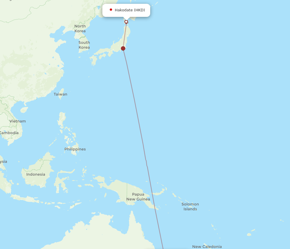 HKD to BNE flights and routes map