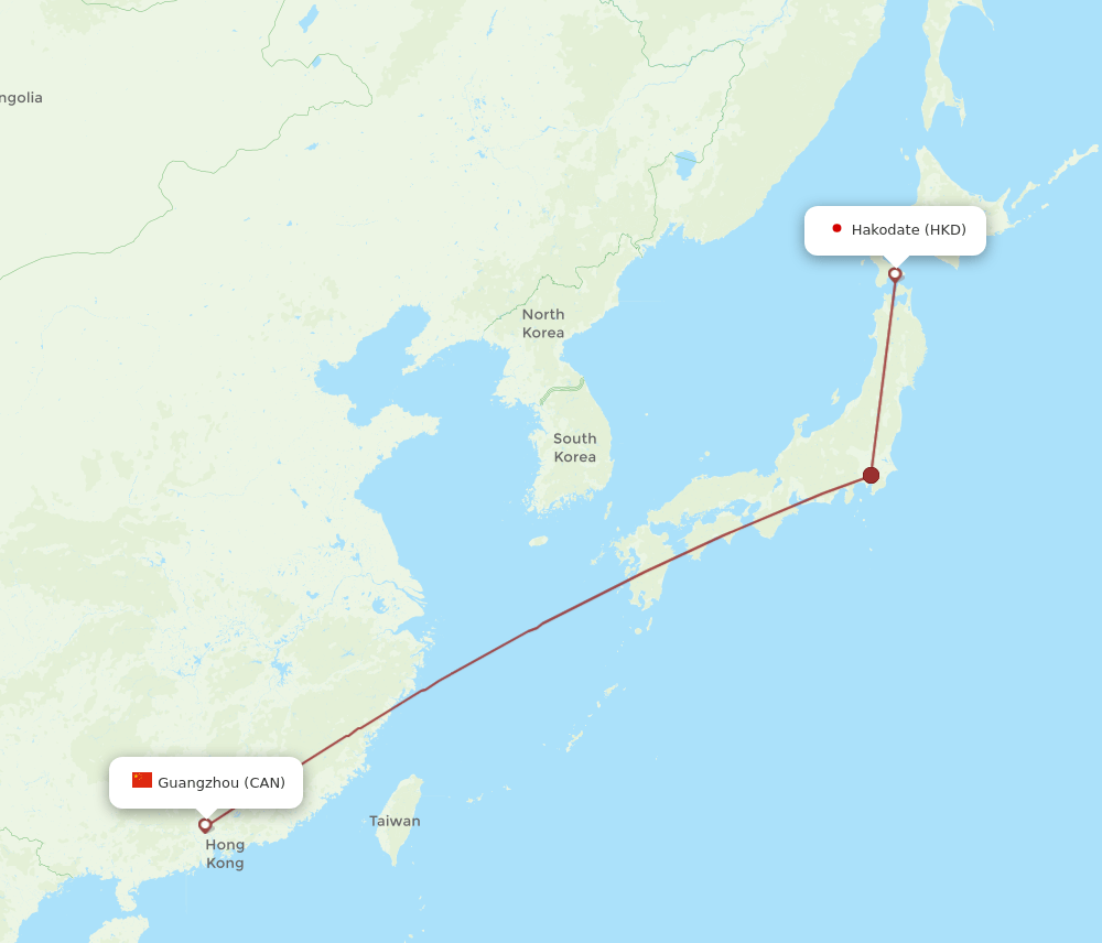 HKD-CAN flight routes
