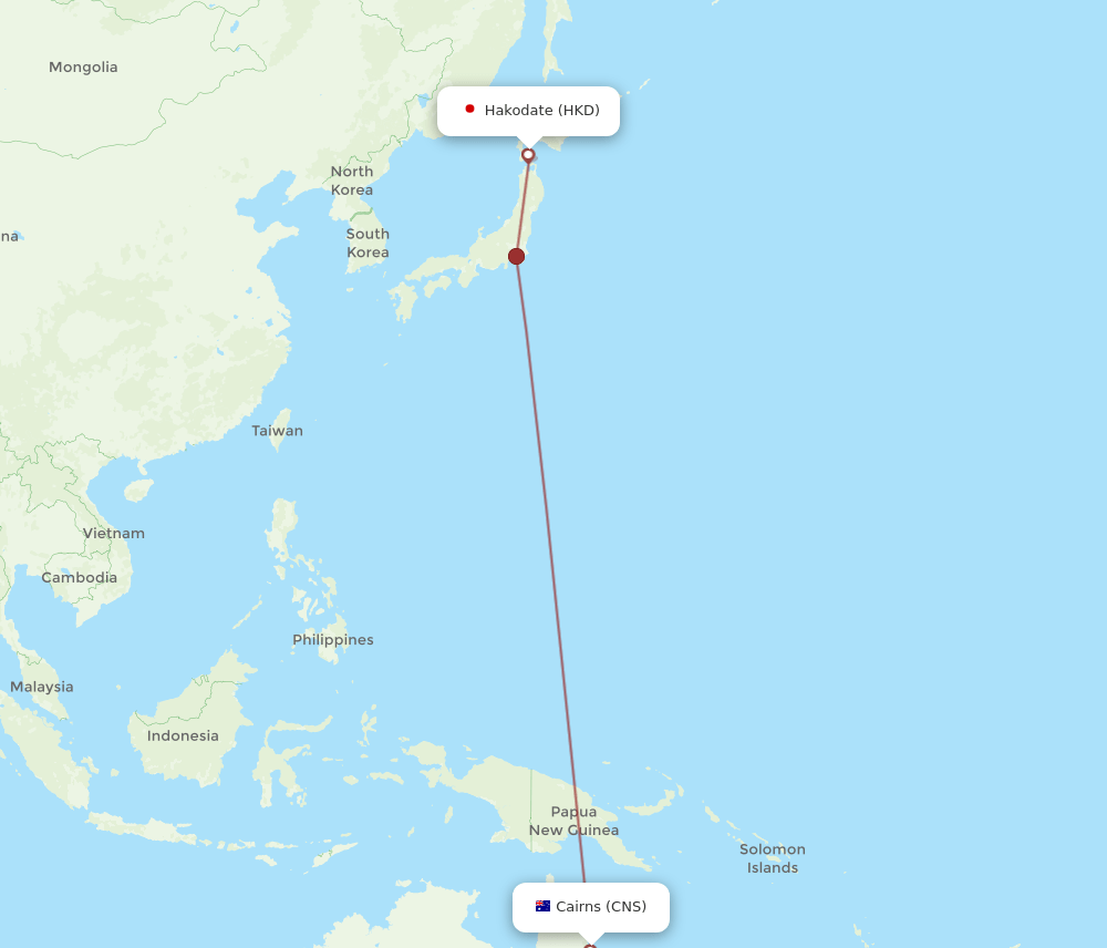 HKD to CNS flights and routes map