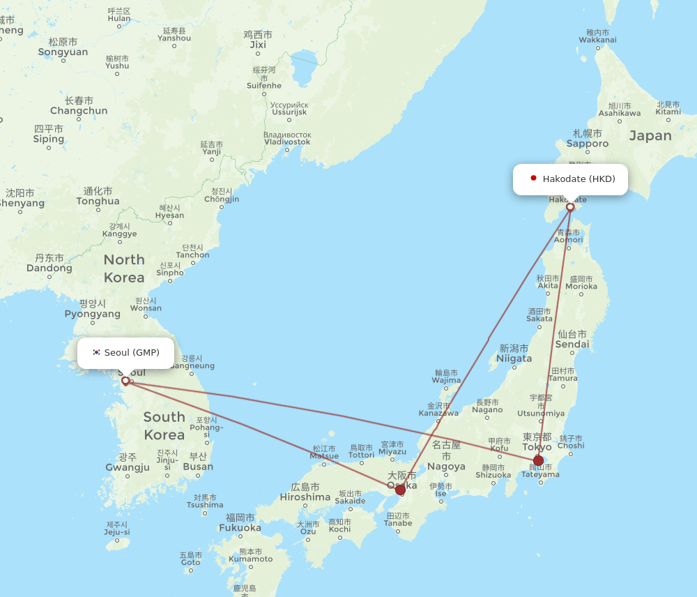 HKD-GMP flight routes