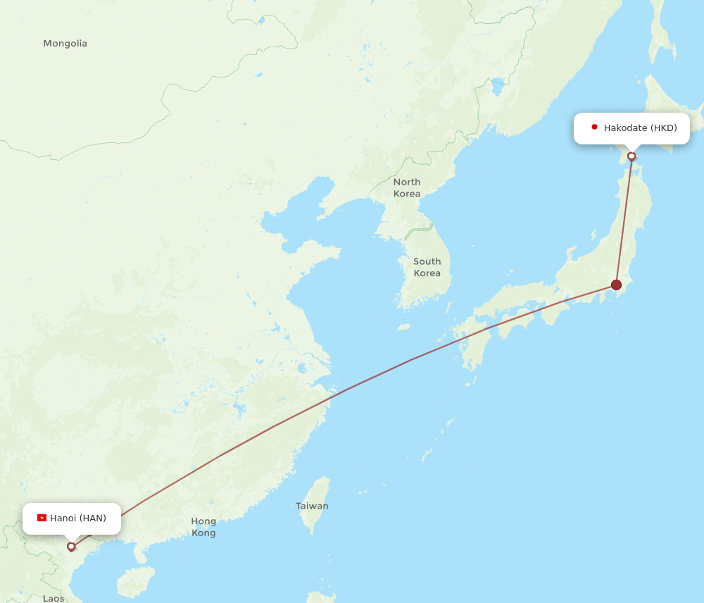 HKD-HAN flight routes