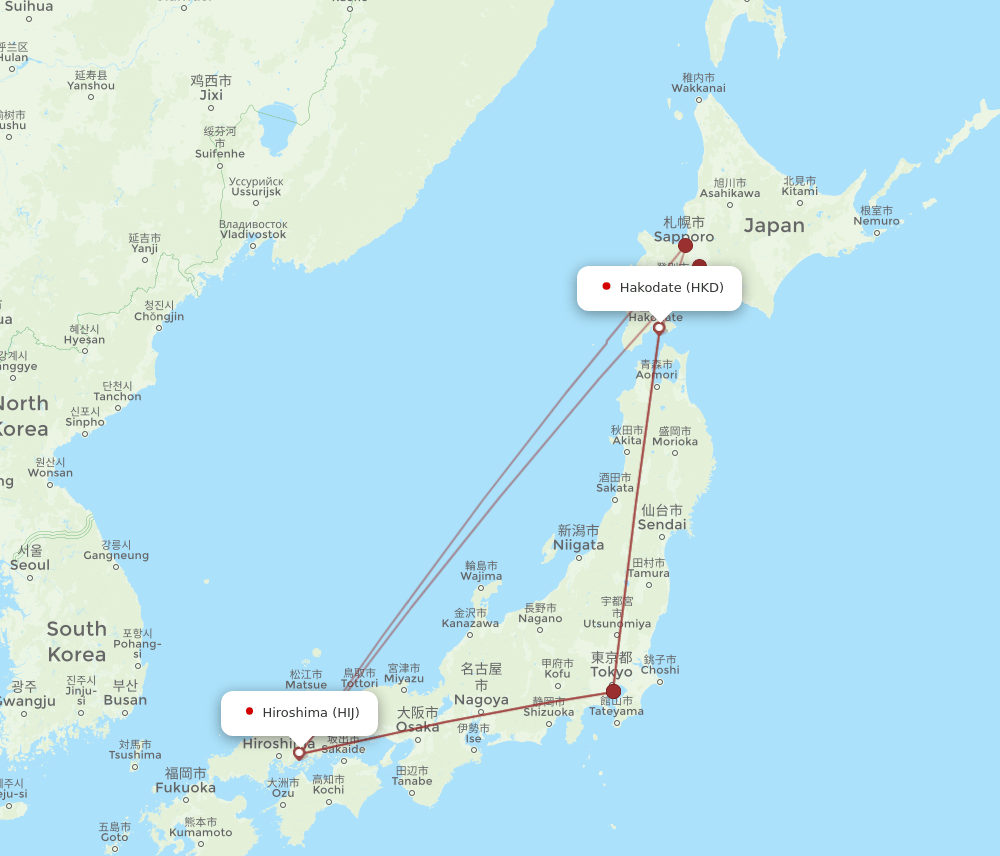 HKD-HIJ flight routes