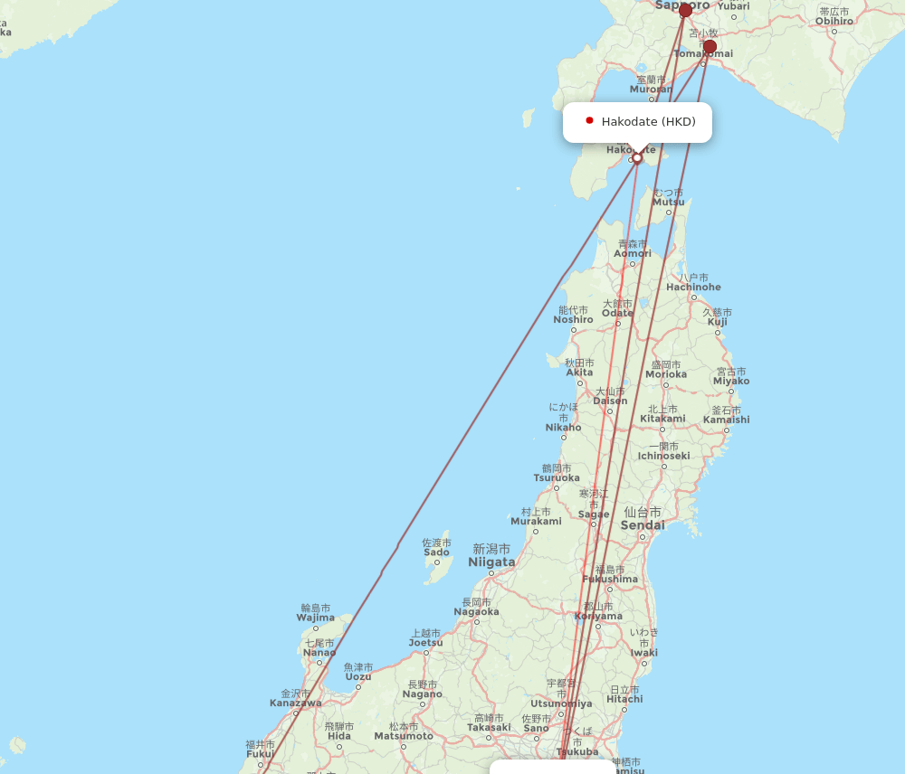 HKD to HND flights and routes map