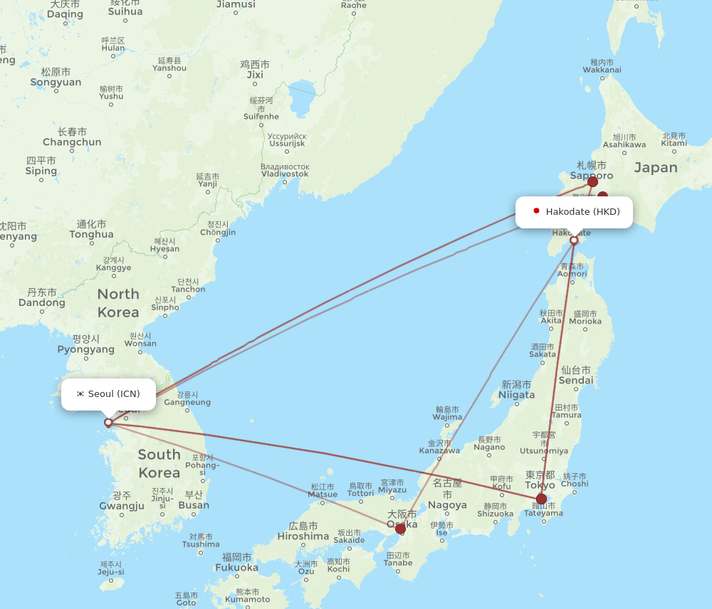 HKD-ICN flight routes