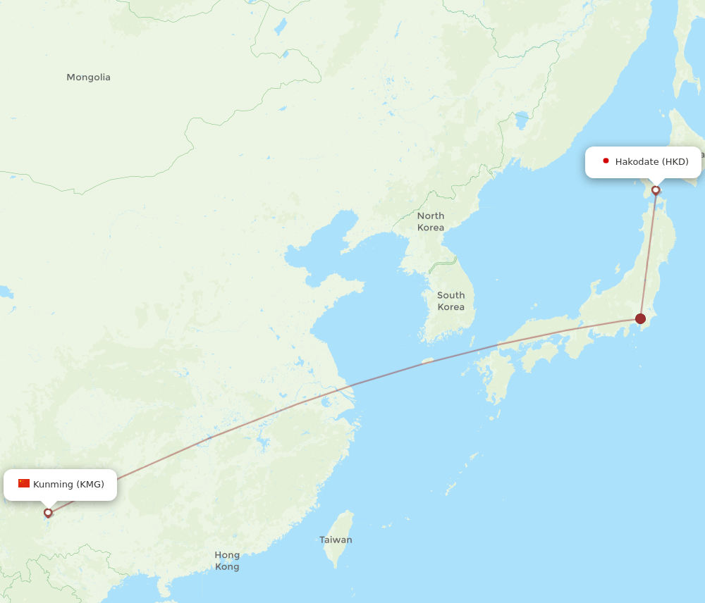 HKD-KMG flight routes