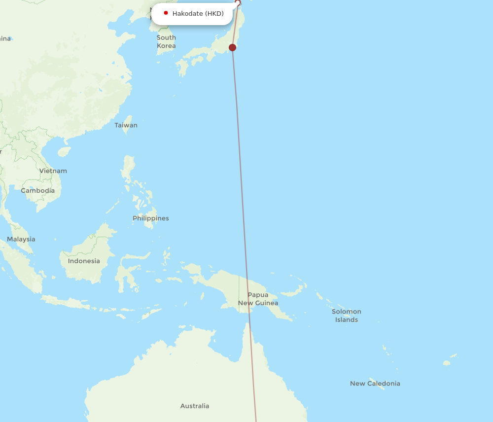 HKD to MEL flights and routes map
