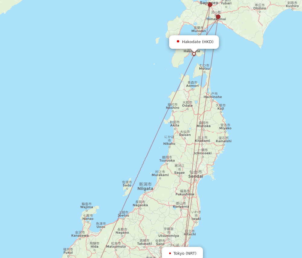 HKD-NRT flight routes