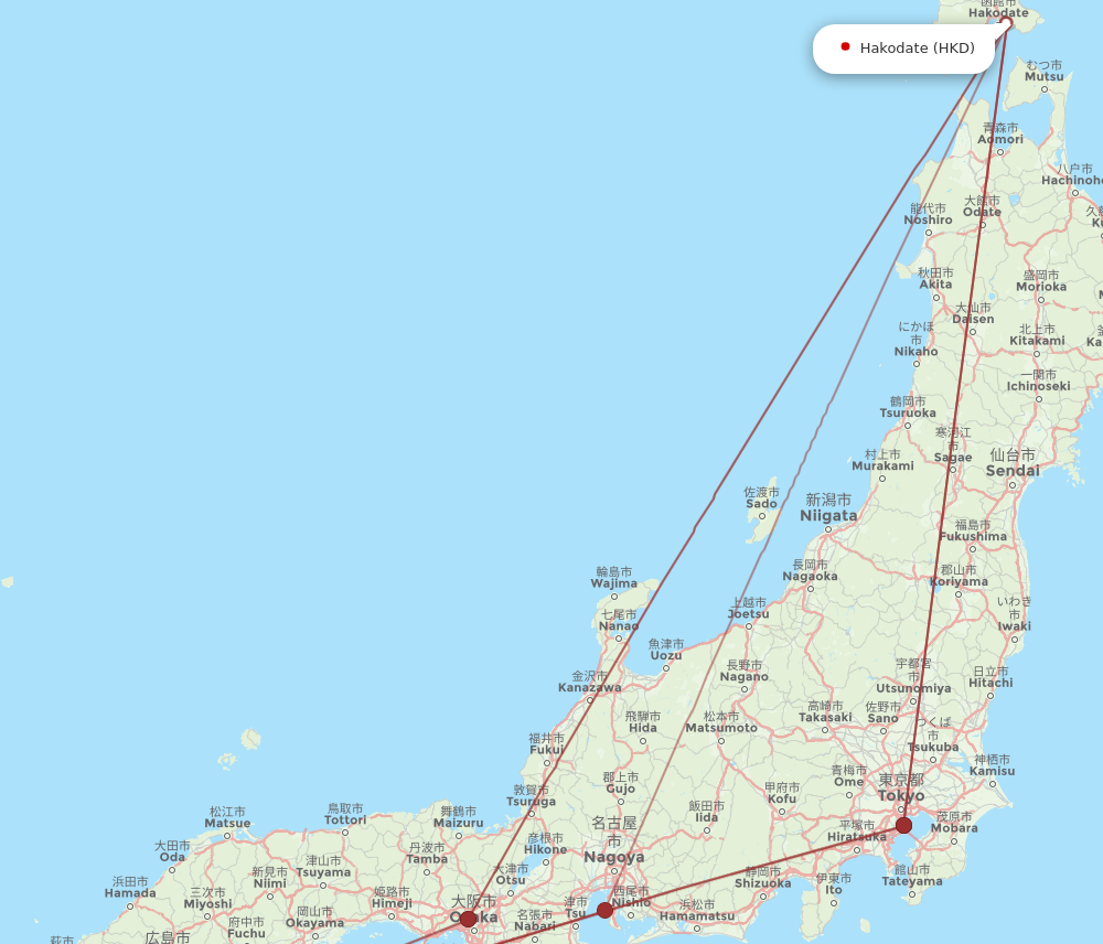 HKD to OIT flights and routes map
