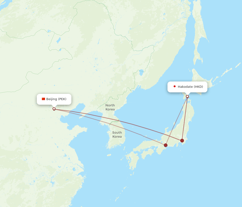HKD-PEK flight routes