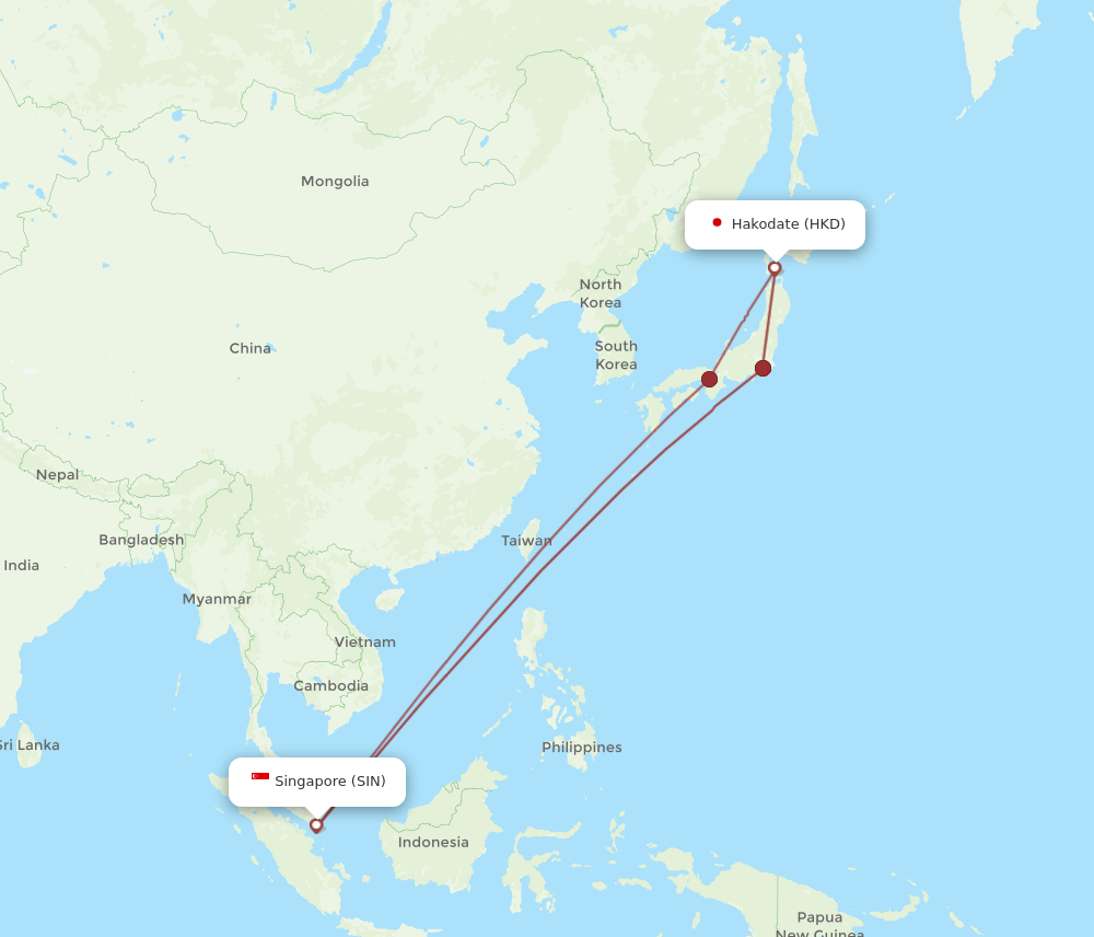 HKD-SIN flight routes