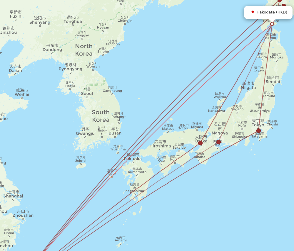 HKD to TPE flights and routes map
