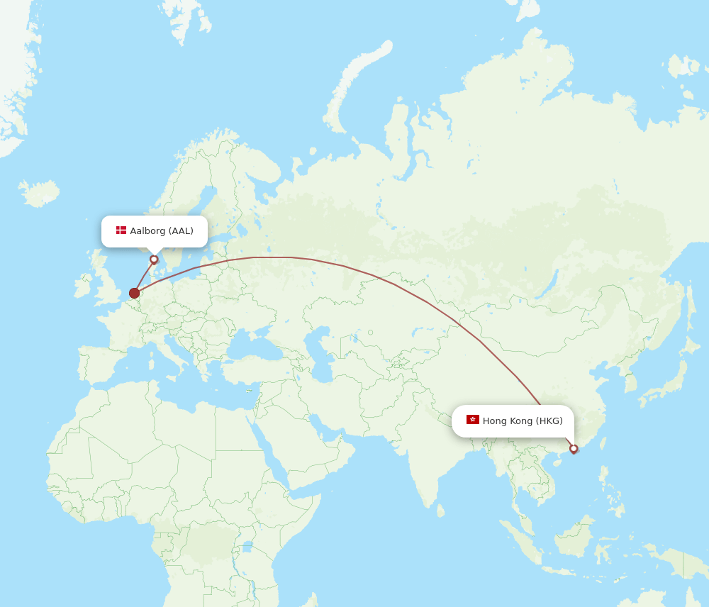 HKG-AAL flight routes