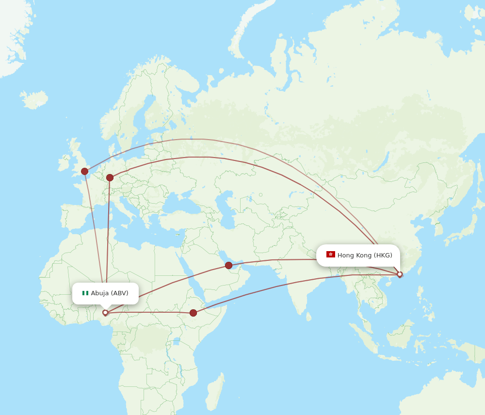 HKG-ABV flight routes