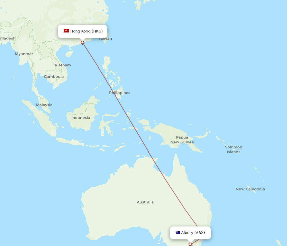 HKG-ABX flight routes