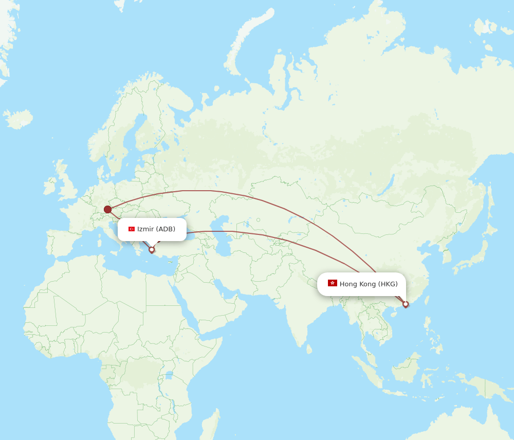 HKG-ADB flight routes
