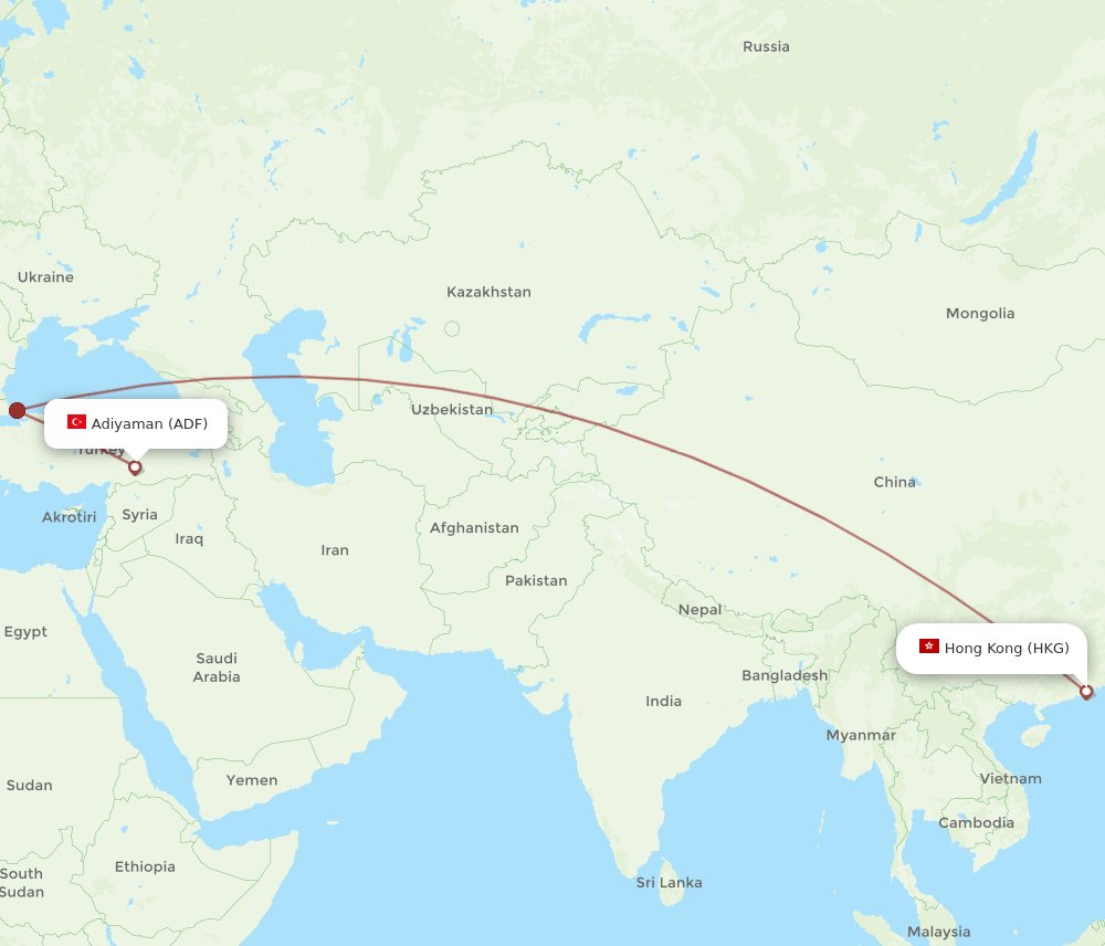 HKG-ADF flight routes