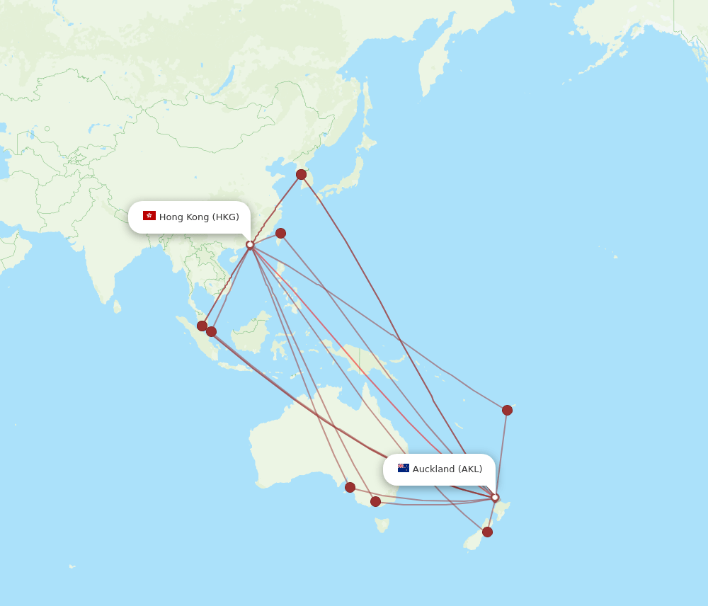 HKG-AKL flight routes