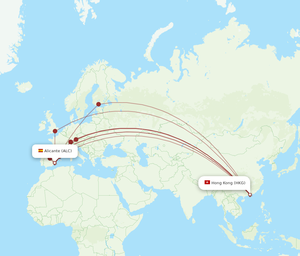 HKG-ALC flight routes