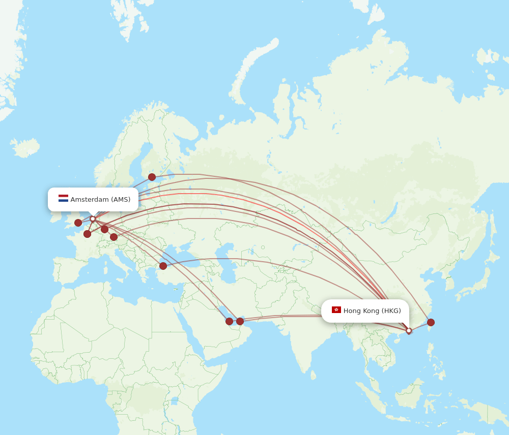 HKG-AMS flight routes