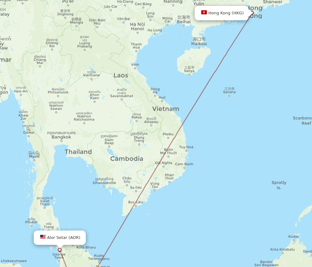 HKG-AOR flight routes
