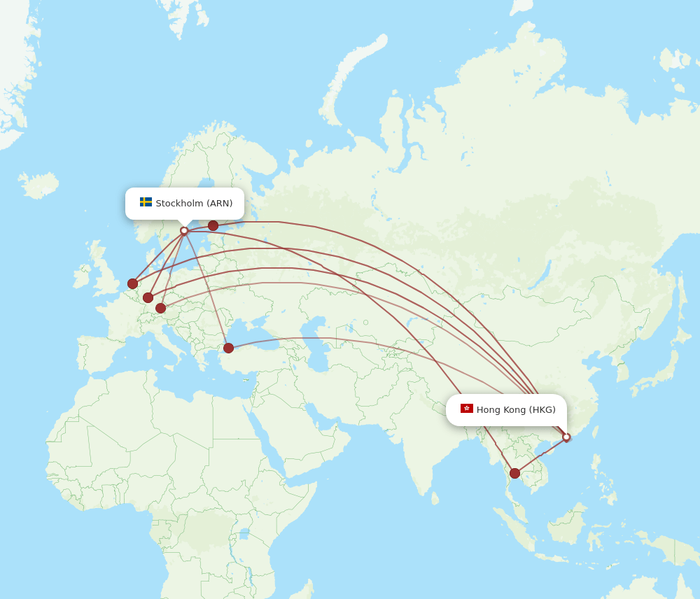 HKG-ARN flight routes
