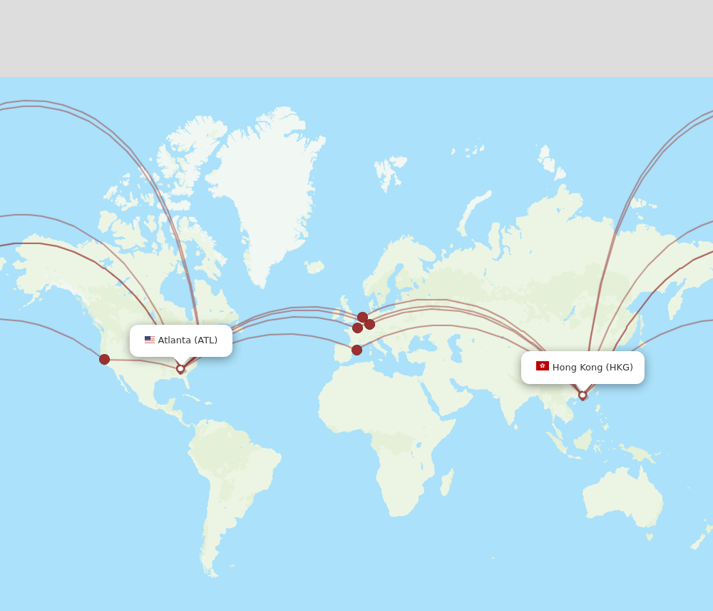 HKG-ATL flight routes