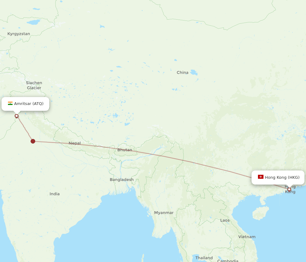 HKG-ATQ flight routes