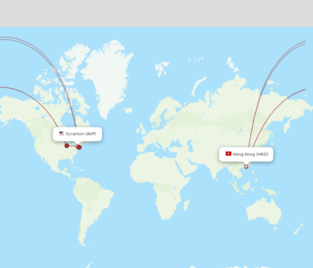 HKG to AVP flights and routes map