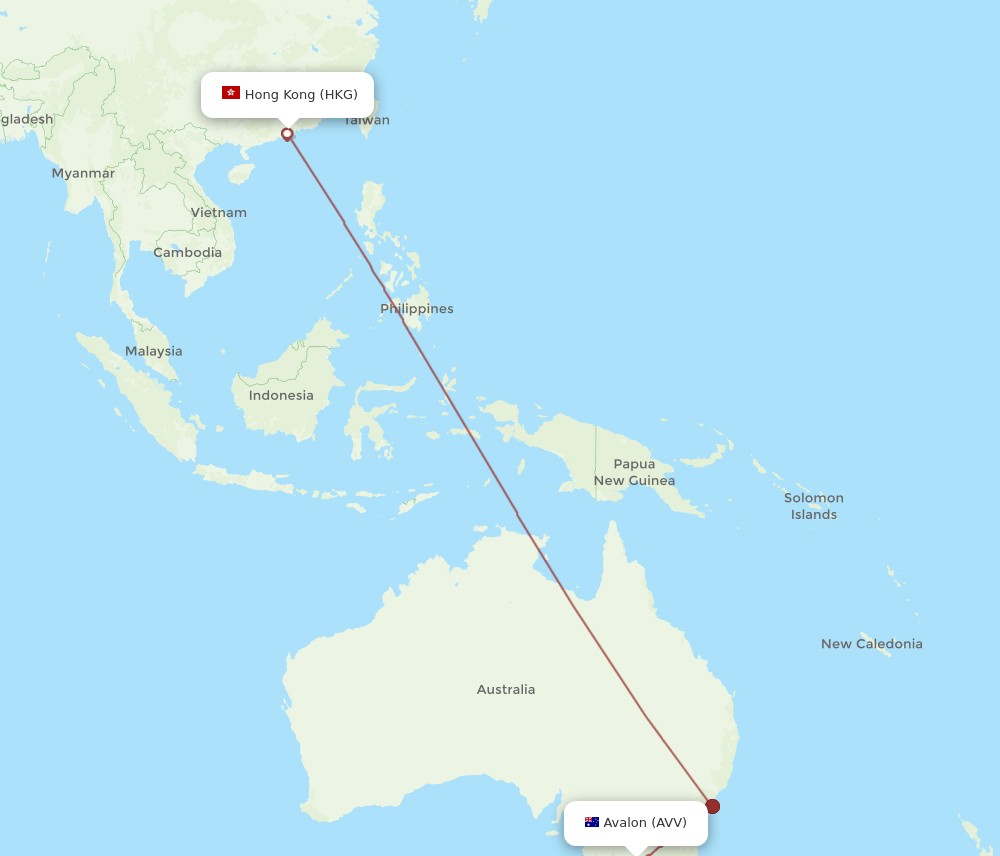HKG-AVV flight routes