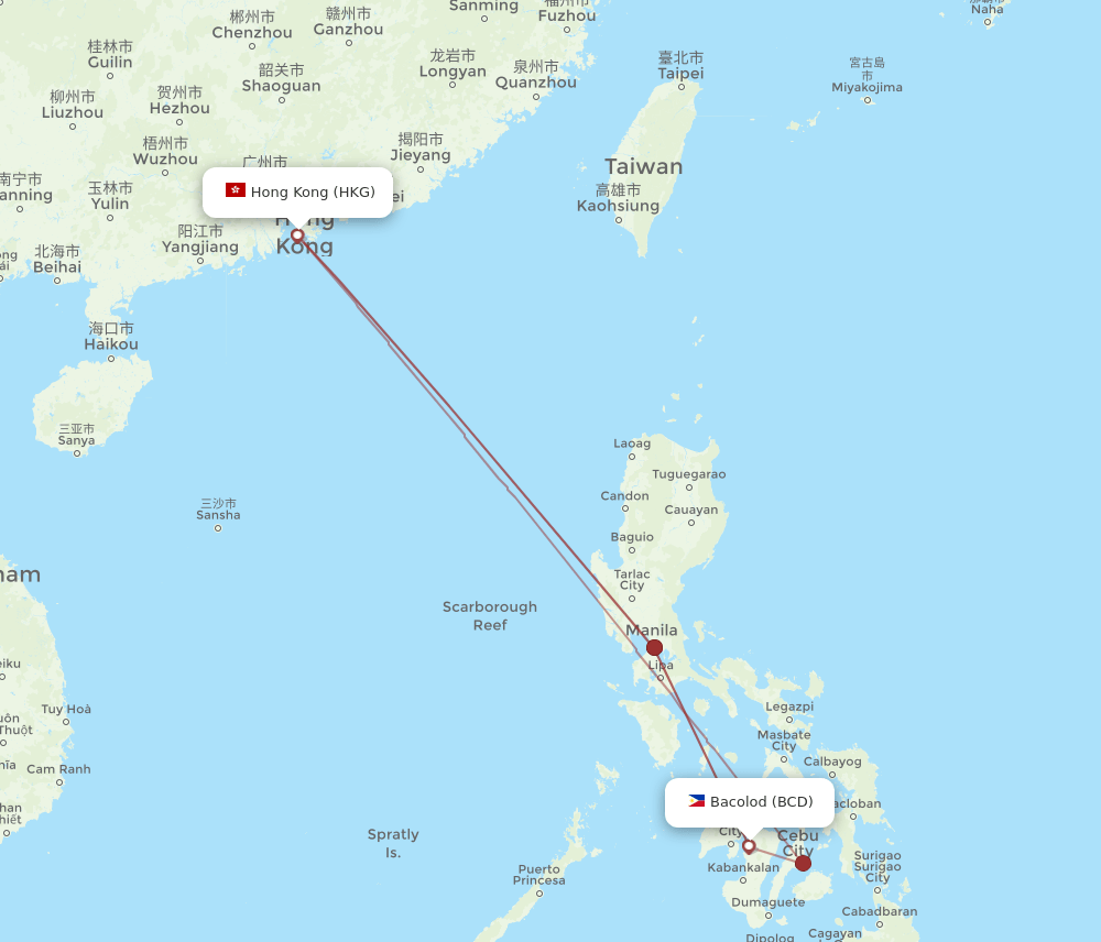 HKG to BCD flights and routes map