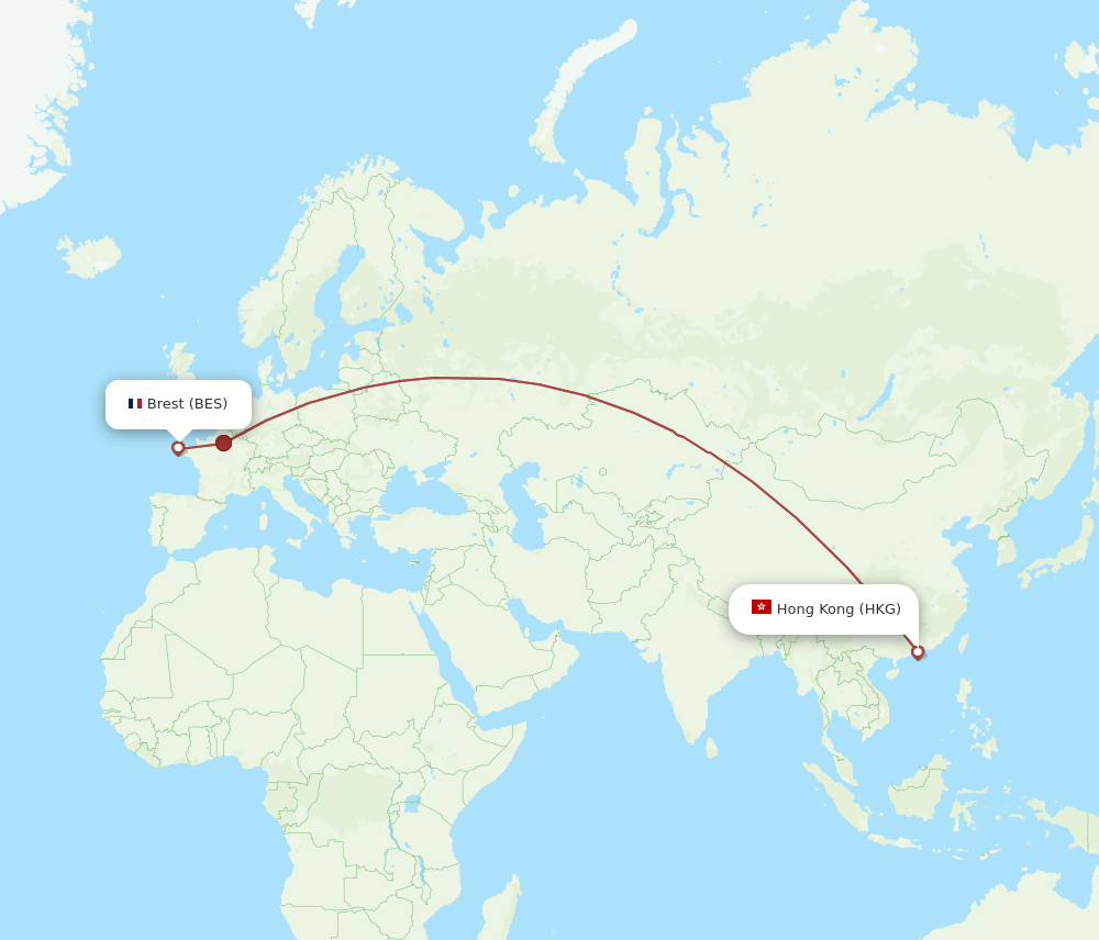 HKG-BES flight routes