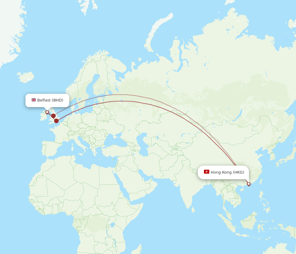 HKG-BHD flight routes