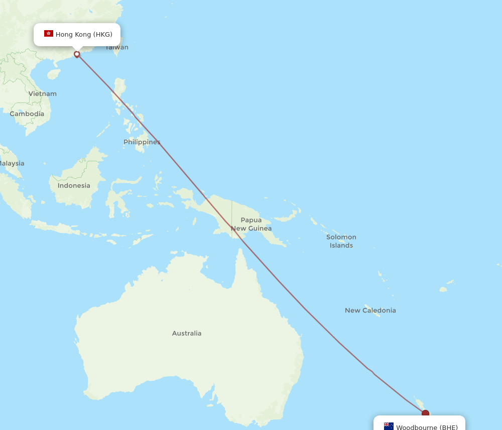 HKG-BHE flight routes