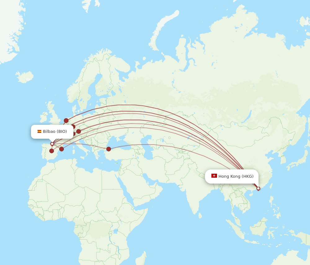 HKG-BIO flight routes