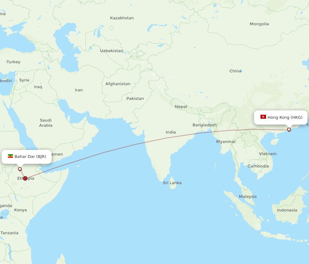 HKG-BJR flight routes