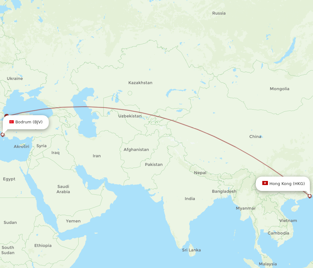 HKG-BJV flight routes