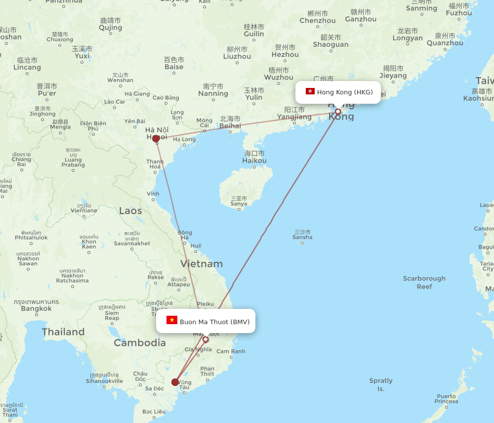 HKG-BMV flight routes