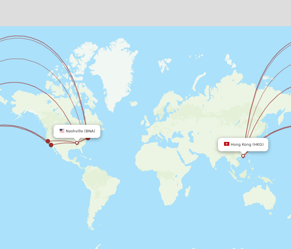 HKG-BNA flight routes