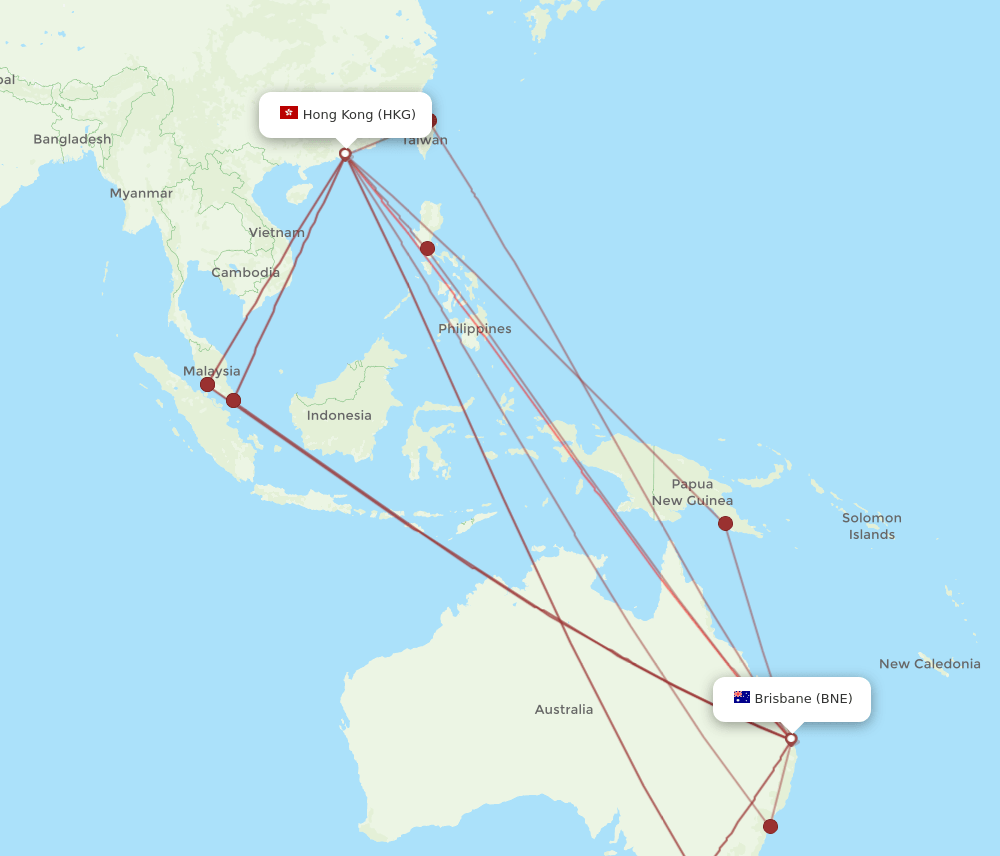 HKG-BNE flight routes