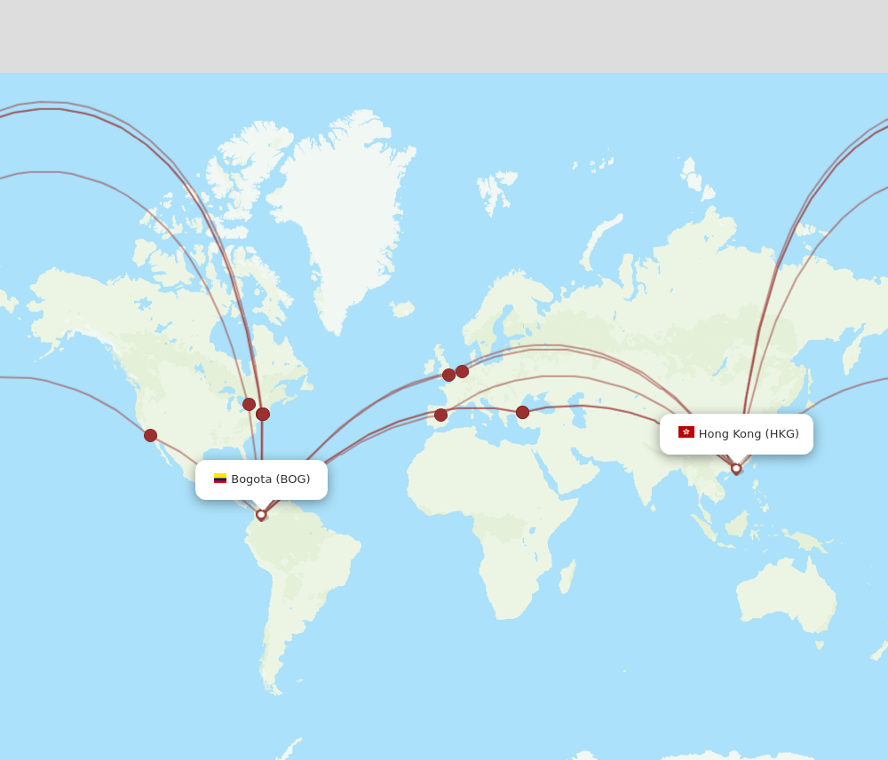 HKG-BOG flight routes